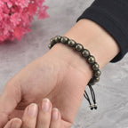 Adjustable Handwoven Pyrite Beaded Shamballa Bracelet for Men & Women