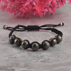 Adjustable Handwoven Pyrite Gemstone Shamballa Bracelet for Men & Women