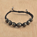 Adjustable Handwoven Pyrite Gemstone Shamballa Bracelet for Men & Women