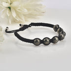 Adjustable Handwoven Pyrite Gemstone Shamballa Bracelet for Men & Women