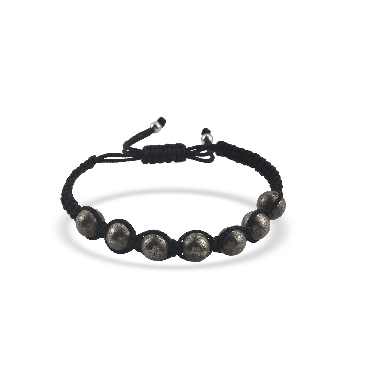Black Macrame Pyrite Shamballa Demifine Bracelet