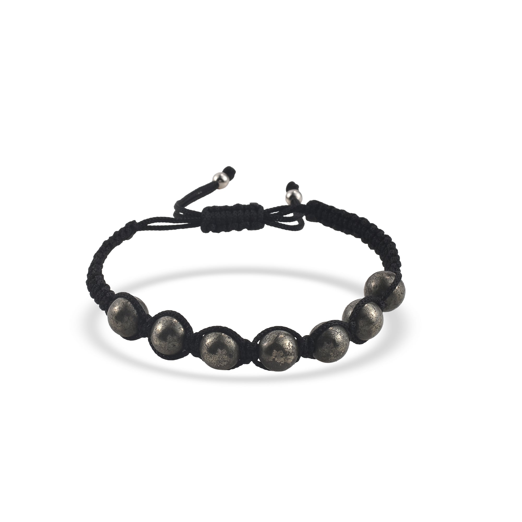 Adjustable Handwoven Pyrite Gemstone Shamballa Bracelet for Men & Women