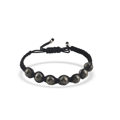 Black Macrame Pyrite Shamballa Demifine Bracelet