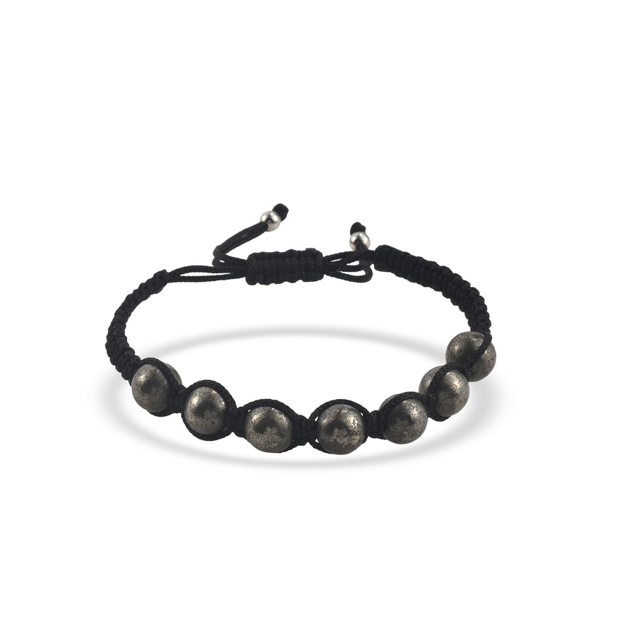 Black Macrame Pyrite Shamballa Demifine Bracelet