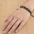 Adjustable Handwoven Pyrite Gemstone Shamballa Bracelet for Men & Women