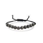 Adjustable Pyrite Gemstone Beaded Macrame Bracelet for Men & Women