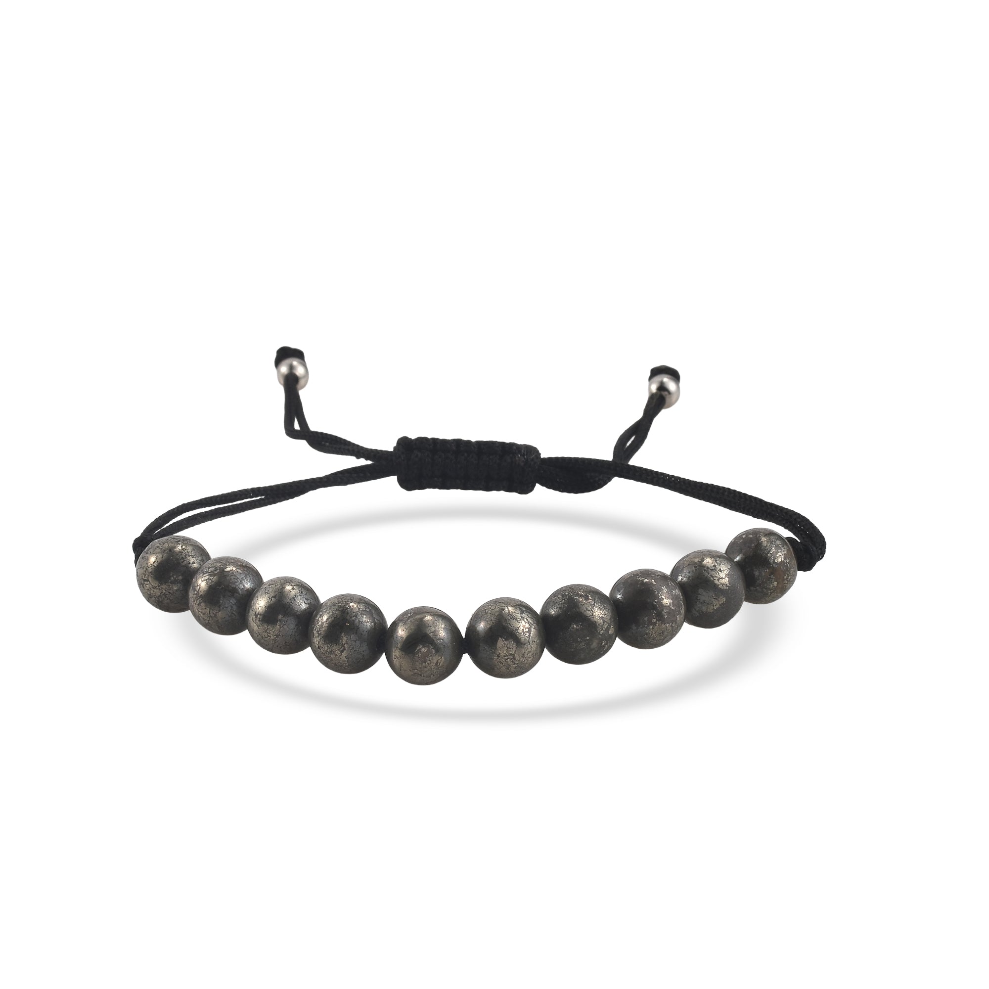 Adjustable Pyrite Gemstone Beaded Macrame Bracelet for Men & Women