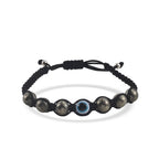 Adjustable Pyrite Gemstone Protection Evil Eye Shamballa Bracelet