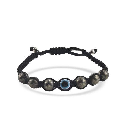 Pyrite Evil Eye Shamballa Demifine Bracelet