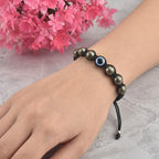 Adjustable Pyrite Gemstone Protection Evil Eye Shamballa Bracelet