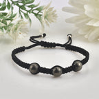 Adjustable Triple Pyrite Gemstone Macrame Shamballa Bracelet