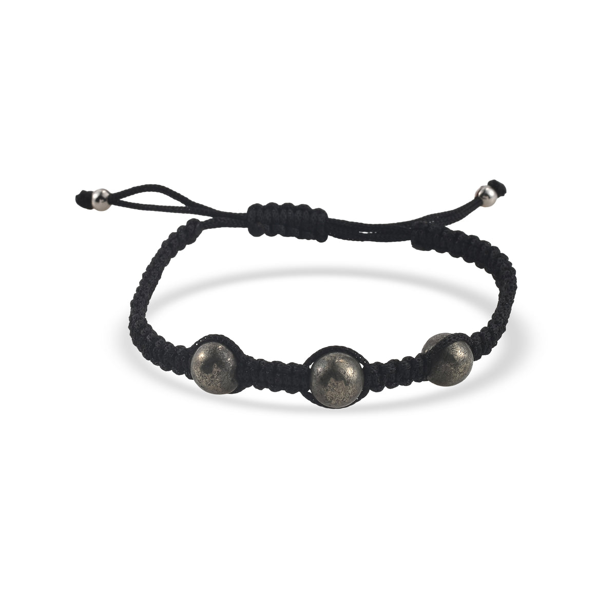 Triple Pyrite Macrame Shamballa Demifine  Bracelet