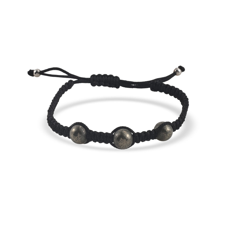 Triple Pyrite Macrame Shamballa Demifine  Bracelet