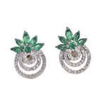 4x2mm Marquise Green CZ Floral Brass Earrings