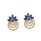 4x2mm Marquise Blue CZ Floral Brass Earrings