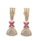 Marquise Pink CZ Gold Plated Brass Dangle Earrings