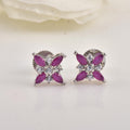 4x2mm Marquise Pink CZ Floral Stud Earrings
