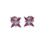 4x2mm Marquise Pink CZ Floral Stud Earrings