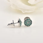1.80mm Round Green CZ Cluster Brass Stud Earrings