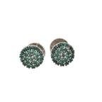 1.80mm Round Green CZ Cluster Brass Stud Earrings