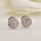 1.80mm Round White CZ Cluster Brass Stud Earrings