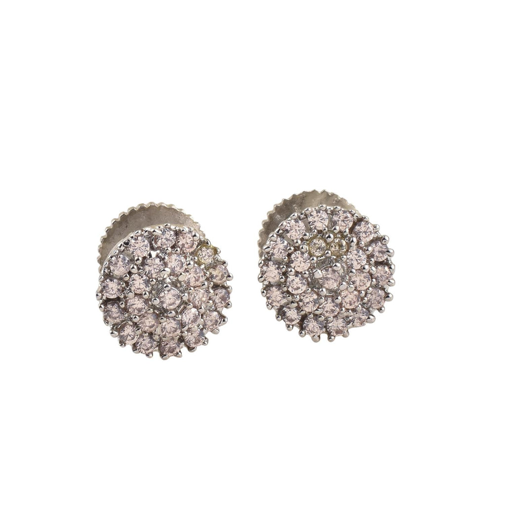 1.80mm Round White CZ Cluster Brass Stud Earrings