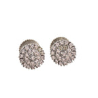 1.80mm Round White CZ Cluster Brass Stud Earrings