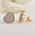 1.50mm White CZ Heart Shape Brass Stud Earrings