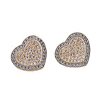 1.80mm White CZ Heart Shape Brass Stud Earrings