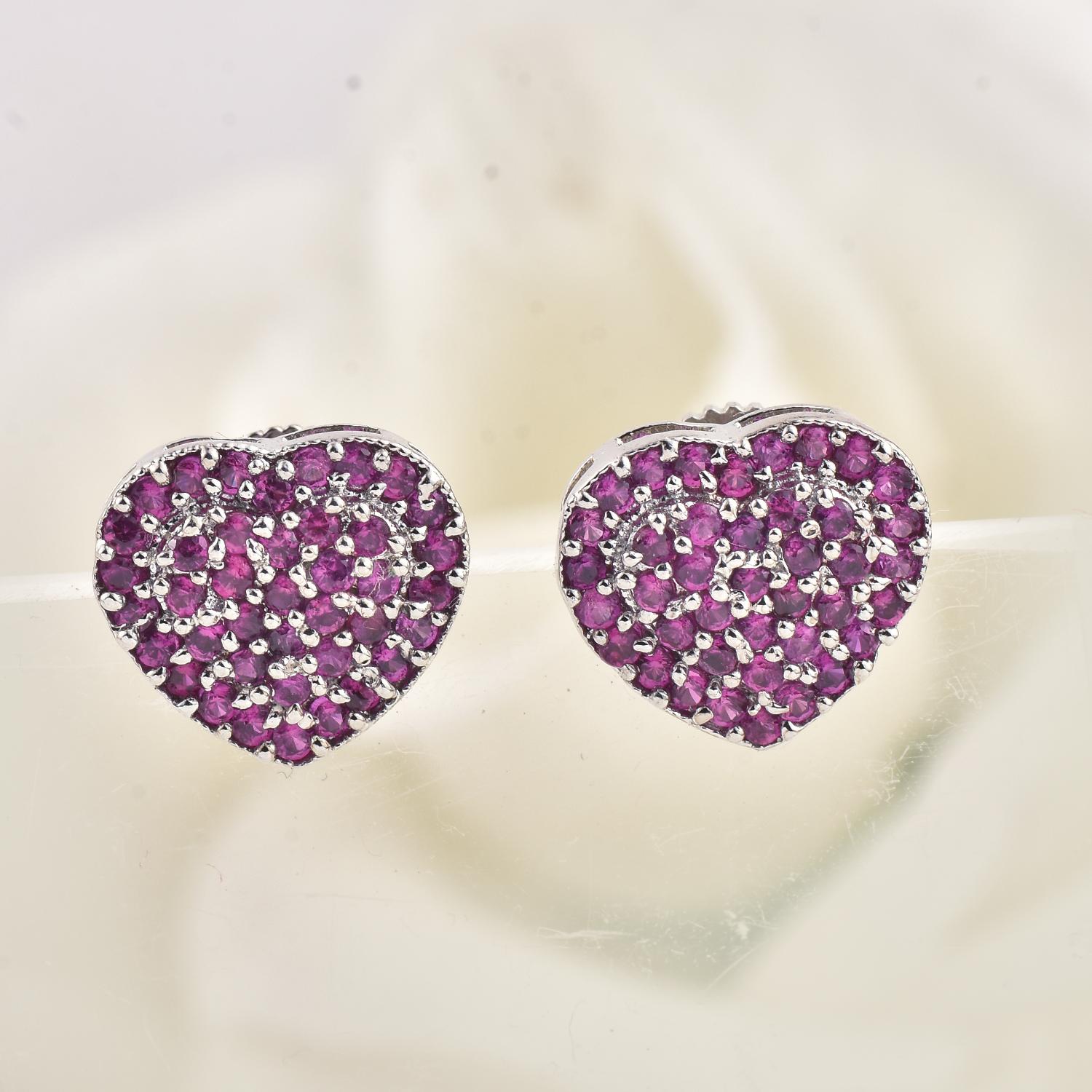 1.50mm Pink CZ Heart Shape Brass Stud Earrings