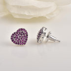 1.50mm Pink CZ Heart Shape Brass Stud Earrings