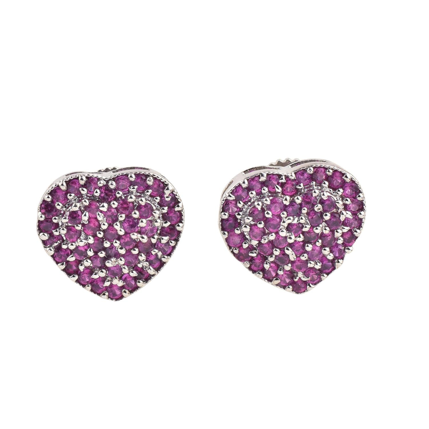 1.50mm Pink CZ Heart Shape Brass Stud Earrings