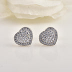 1.50mm White CZ Heart Shape Brass Stud Earrings