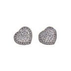 1.50mm White CZ Heart Shape Brass Stud Earrings