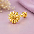 Sunflower Nose Pin with South Screw Back - 925 Sterling Silver Yellow Plated