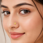 Leaf Design Nose Pin for Women - 925 Sterling Silver Yellow Plated
