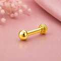 Plain Ball Screw Back Nose Pin for Women - 925 Sterling Silver Yellow Plated