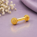 Textured Ball Screw Back Nose Pin for Women - 925 Sterling Silver Yellow Plated