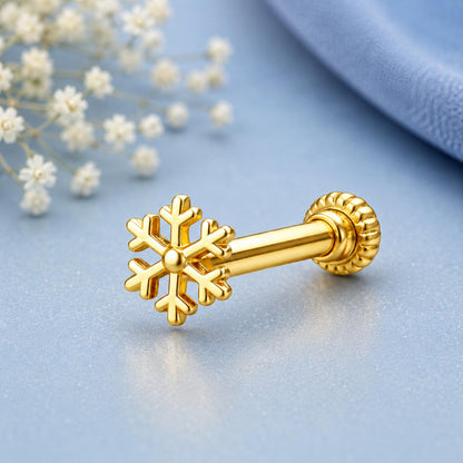 Snowflake Screw Back Nose Pin – 925 Sterling Silver