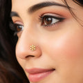 Snowflake Screw Back Nose Pin for Women - 925 Sterling Silver Yellow Plated