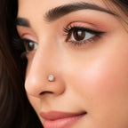 Round CZ Solitaire Screw Back Nose Pin for Women - 925 Sterling Silver Yellow Plated