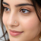 Five Petal Flower CZ Screw Back Nose Pin for Women - 925 Sterling Silver Yellow Plated