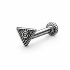 Triangle Spiral Screw Back Nose Pin for Women - 925 Sterling Silver Oxidized