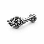 925 Sterling Silver Oxidized Evil Eye Screw Back Nose Pin for Women