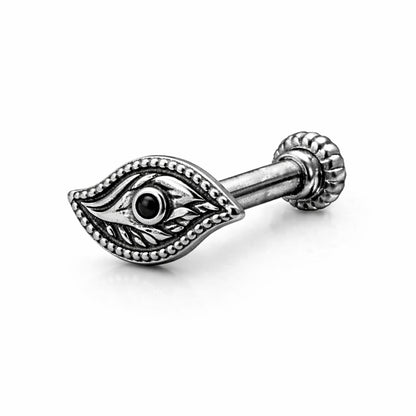 Oxidised Evil Eye Screw Back Nose Pin – 925 Sterling Silver
