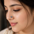 925 Sterling Silver Oxidized Evil Eye Screw Back Nose Pin for Women