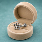 925 Sterling Silver Oxidized Open Flower Screw Back Nose Pin for Women