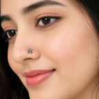 925 Sterling Silver Oxidized Open Flower Screw Back Nose Pin for Women