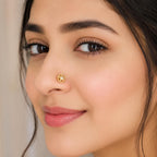 925 Sterling Silver Yellow Plated North Star CZ Screw Back Nose Pin for Women
