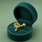 925 Sterling Silver Yellow Plated Lotus Drop Screw Back Nose Pin for Women